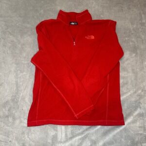 The North Face Red Fleece Pullover Mens Medium 1/4 Zip Long Sleeve